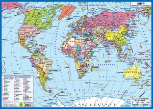 Карта мира политическая, ламинированная, планшетная